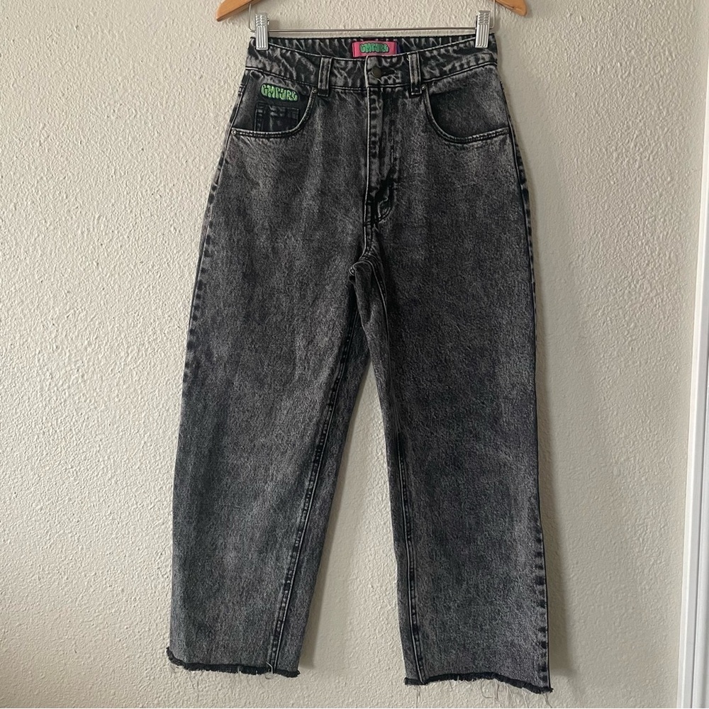 Empyre Tori Skate Jeans Women’s 2 Black Acid Wash Cropped Grunge Metal Relaxed